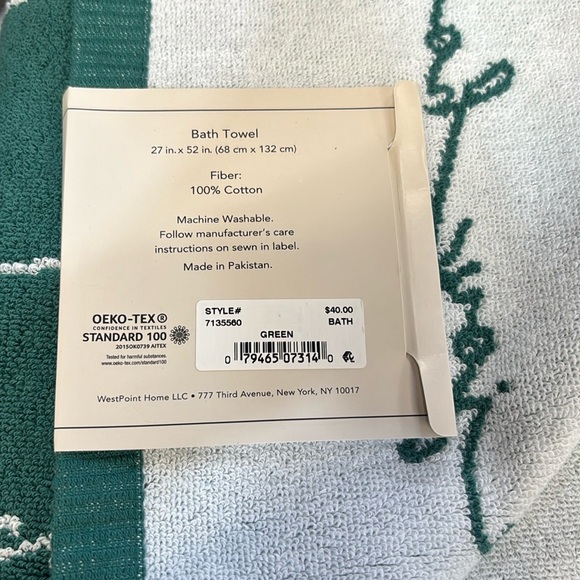 Martex Holiday Script Bath Towel 27” X 52”. 100% Cotton - Picture 3 of 4